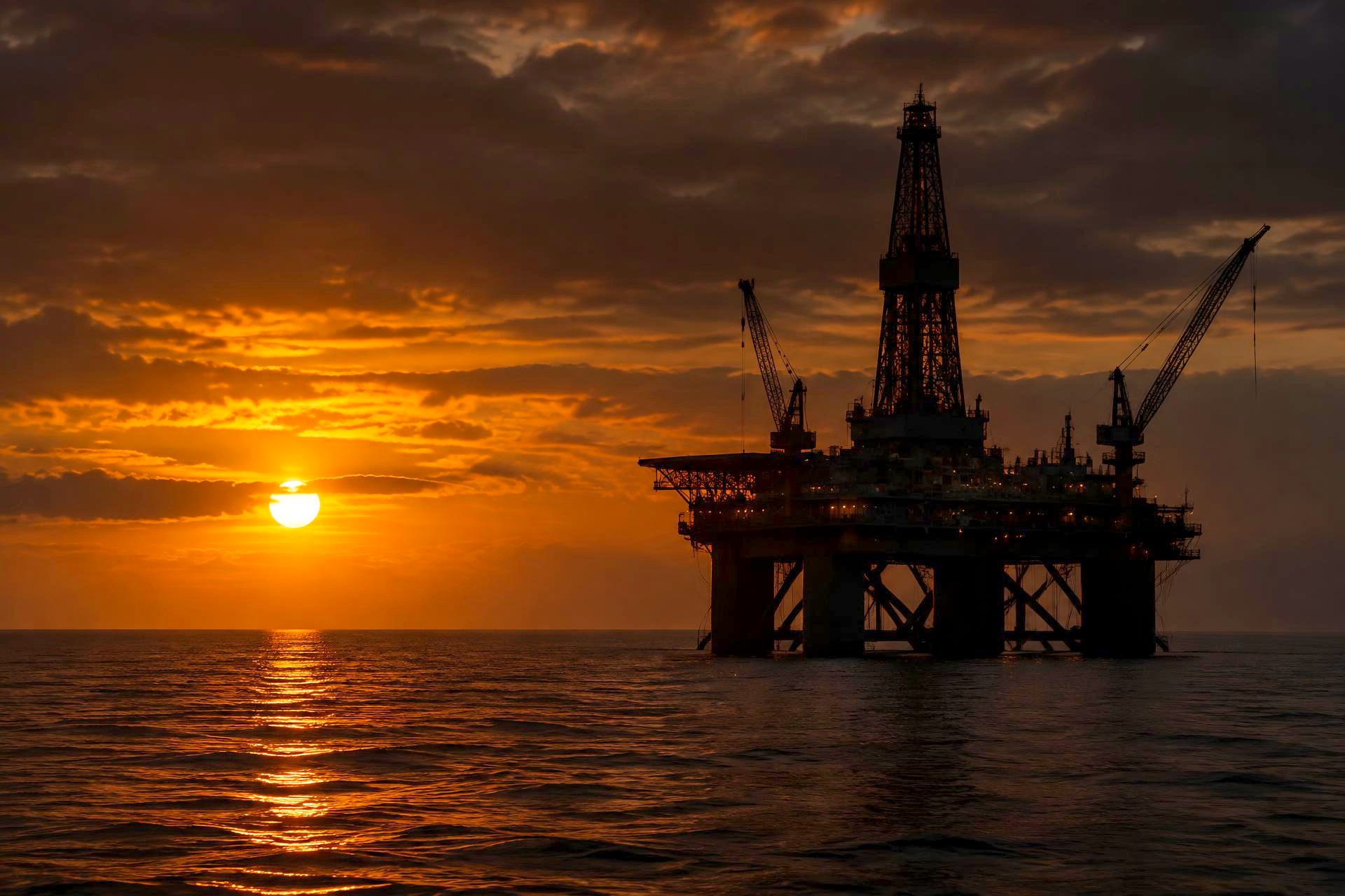 Sonergon offshore oil and gas development at sunrise